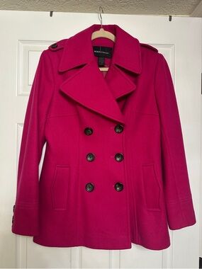 Moda International Women's Double-Breasted Peacoat - Fuchsia